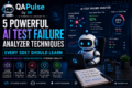 AI test failure analyzer dashboard showing flaky test detection and intelligent CI/CD debugging workflows