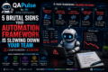 5 Brutal Signs Your Automation Framework is Slowing Down Your Team 7 AI robot analyzing slow automation framework architecture and flaky CI/CD testing systems