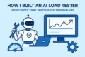 How I Built an AI Load Tester: k6 Scripts That Write & Fix Themselves 2 k6 AI load tester dashboard showing scripts that write and fix themselves using an LLM