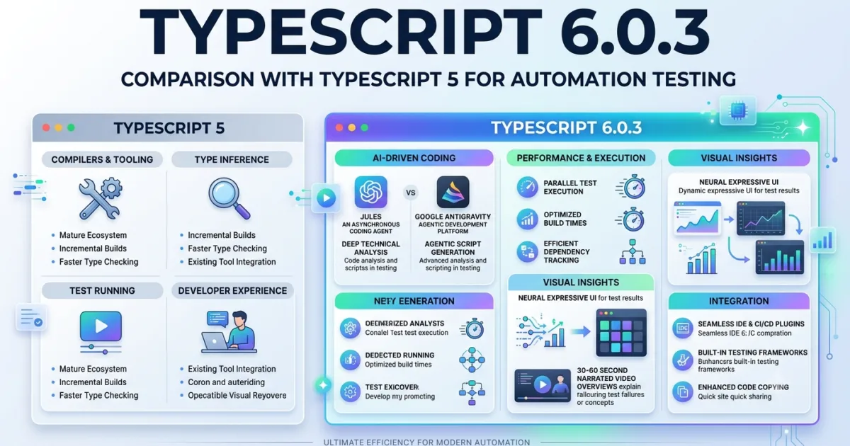 TypeScript 6.0.3 vs TypeScript 5.x: 7 Powerful Changes QA Engineers Should Know TypeScript 6.0.3 vs TypeScript 5.x: 7 Powerful Changes QA Engineers Should Know