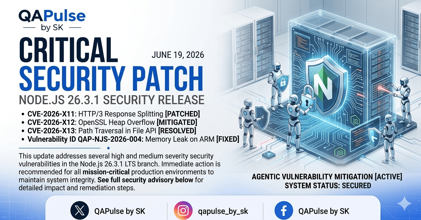Node.js 26.3.1 Security Release: 11 Critical Fixes Every QA Engineer ...