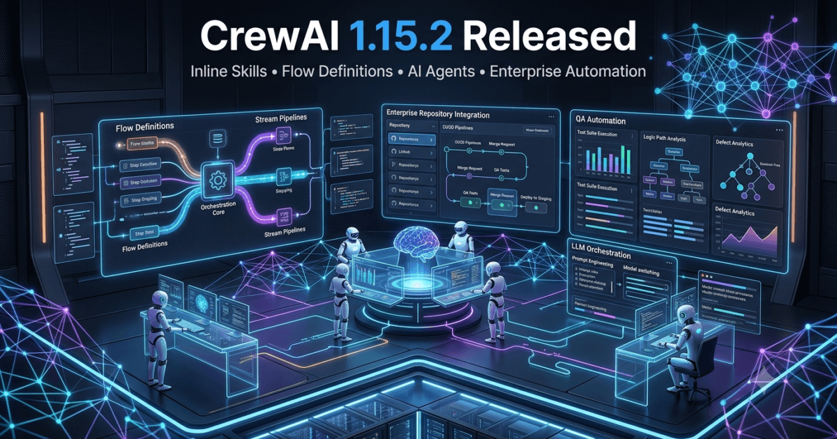 CrewAI 1.15.2 Released: AI Flow & Agent Updates for QA Engineers 1 CrewAI 1.15.2 Released: AI Flow & Agent Updates for QA Engineers