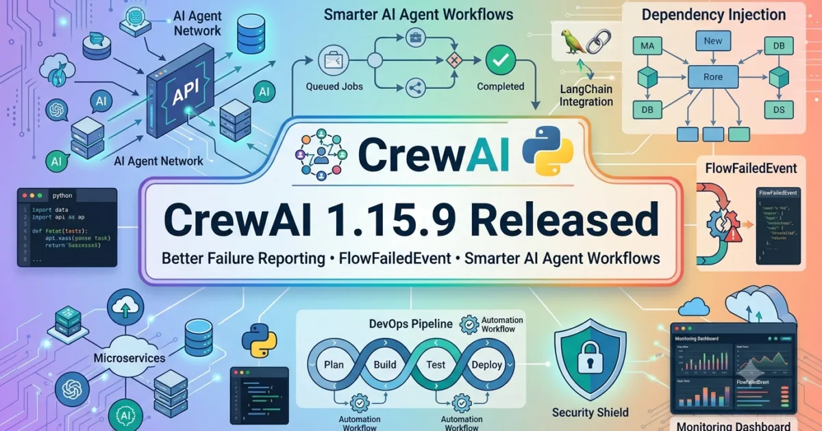CrewAI 1.15.9 Released: Better Failure Visibility and Smarter AI Agent Workflows for QA Engineers CrewAI 1.15.9 Released: Better Failure Visibility and Smarter AI Agent Workflows for QA Engineers