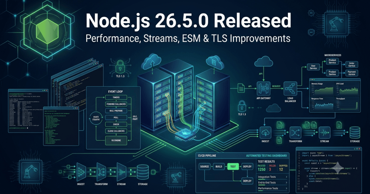 Node.js 26.5.0 Released: Performance, Streams & ESM Improvements for QA Engineers