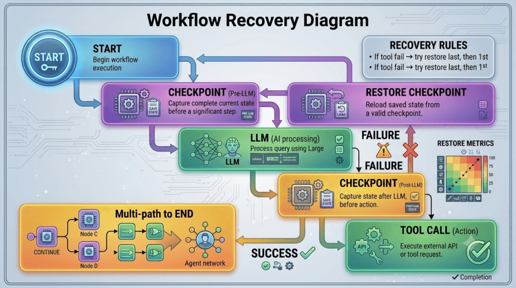 LangGraph Checkpointing: Building Fault-Tolerant and Persistent AI Workflows 2 Workflow Recovery Diagram