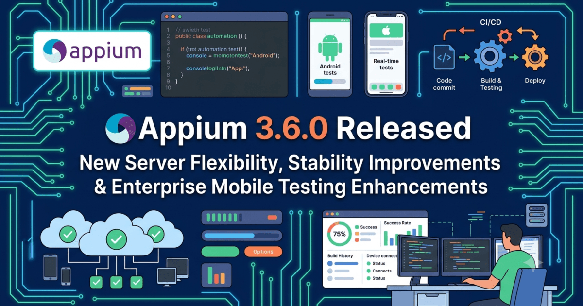 Appium 3.6.0 Released — Improves Mobile Test Automation Stability 1 Appium 3.6.0 Released — Improves Mobile Test Automation Stability