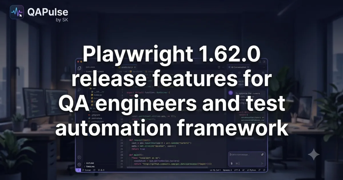 Playwright 1.62.0 Released β Powerful New Features Every QA Engineer Should Know Playwright 1.62.0 Released β Powerful New Features Every QA Engineer Should Know