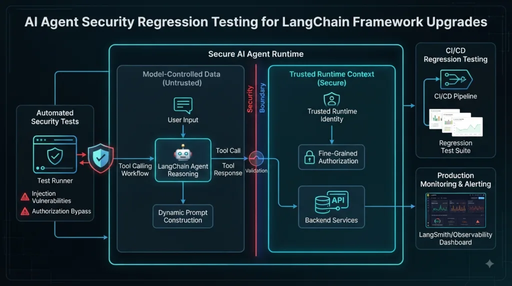 LangChain 1.5.4 Released: Important Compatibility, Prompts, Tool Schemas, and Callback Redaction Changes for SDETs AI agent security regression testing for LangChain framework upgrades