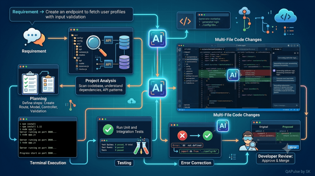 Cursor Agent: Complete Guide to Autonomous AI Coding 2 Cursor Agent transforming a high-level software requirement
