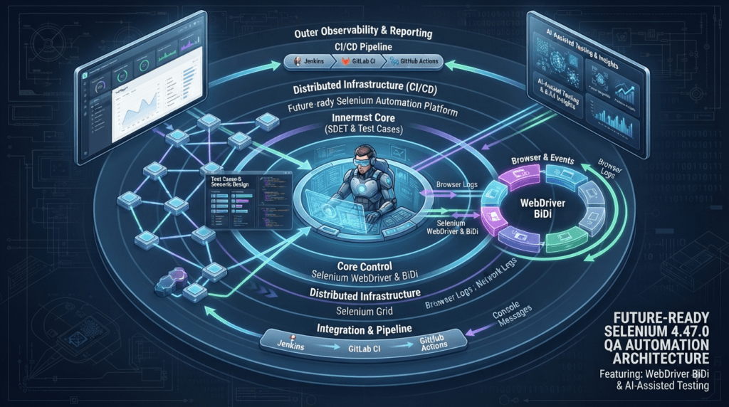 Future-ready Selenium 4.47.0 QA automation architecture with WebDriver BiDi