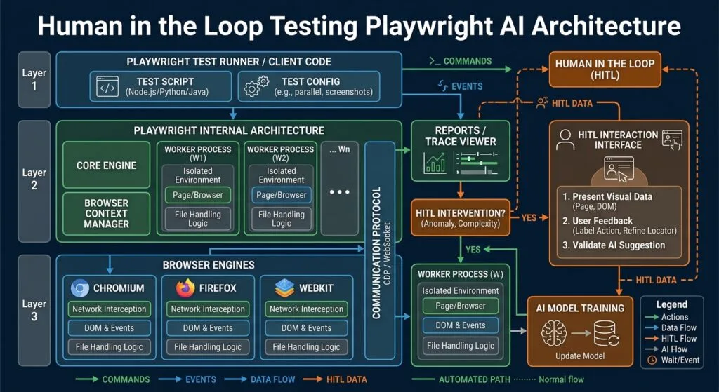 Human in the Loop Testing Playwright AI Architecture