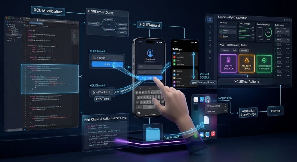 XCUITest Actions: Tap, Type, Swipe, Scroll and Long Press Key Architectural Takeaways for SDETs section and before Production-Grade XCUITest Action Pattern