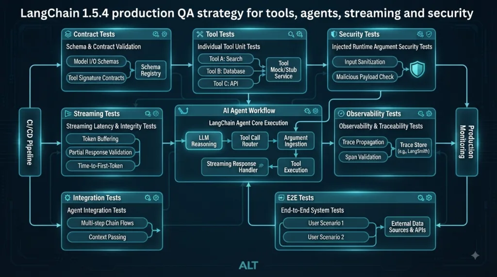 LangChain 1.5.4 Released: Important Compatibility, Prompts, Tool Schemas, and Callback Redaction Changes for SDETs LangChain 1.5.4 production QA strategy for tools, agents, streaming and security