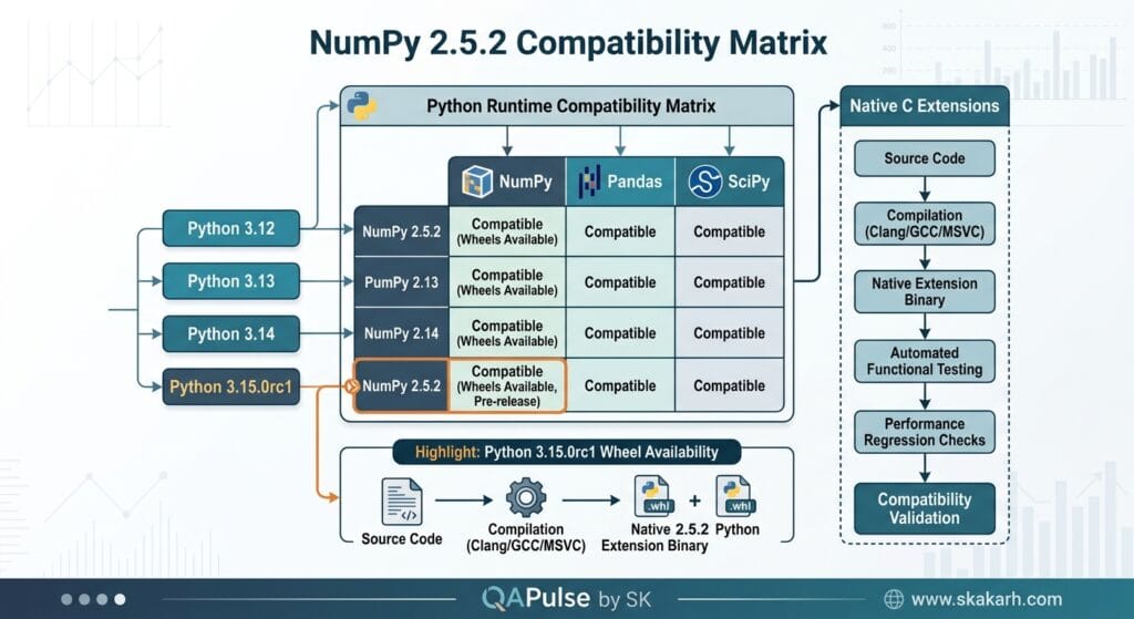 NumPy 2.5.2: Python 3.15 Compatibility and the C API Change Release You Should Know About 2 NumPy 2.5.2 Python 3.15 compatibility matrix and native extension testing