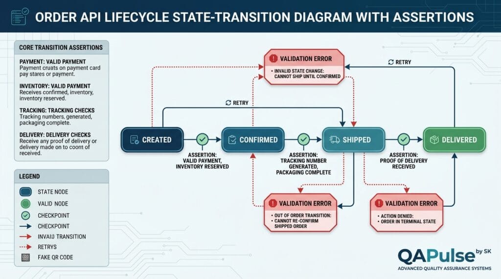 API Assertions Testing: The Validation Layer That Separates Real API Tests From Fake Confidence Order API Life Cycle State Transition with Assertions