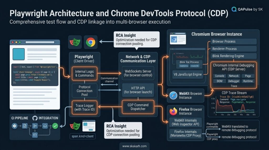 7 Proven Playwright Architecture Secrets: Master CDP & Zero Flake 2 Playwright Architecture and Chrome DevTools Protocol Connection Diagram