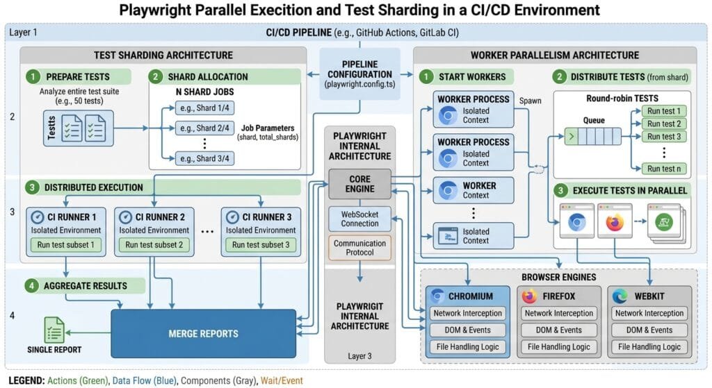 Playwright Parallel Execution: 6 Powerful Sharding Secrets Playwright Parallel Execution and Test Sharding CI Architecture