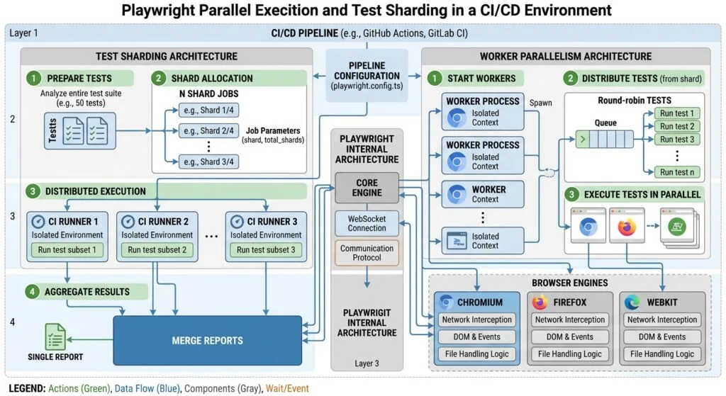 Playwright Parallel Execution: 6 Powerful Sharding Secrets Playwright Parallel Execution and Test Sharding CI Architecture