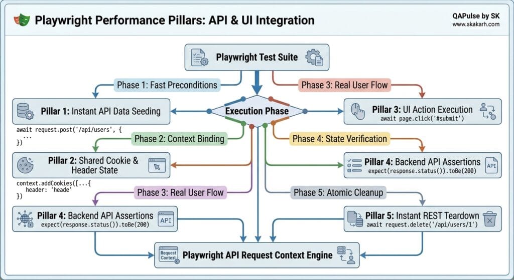 Playwright API Request Context: 5 Flawless Hybrid Tips 3 Playwright Performance Pillars: API & UI Integeration