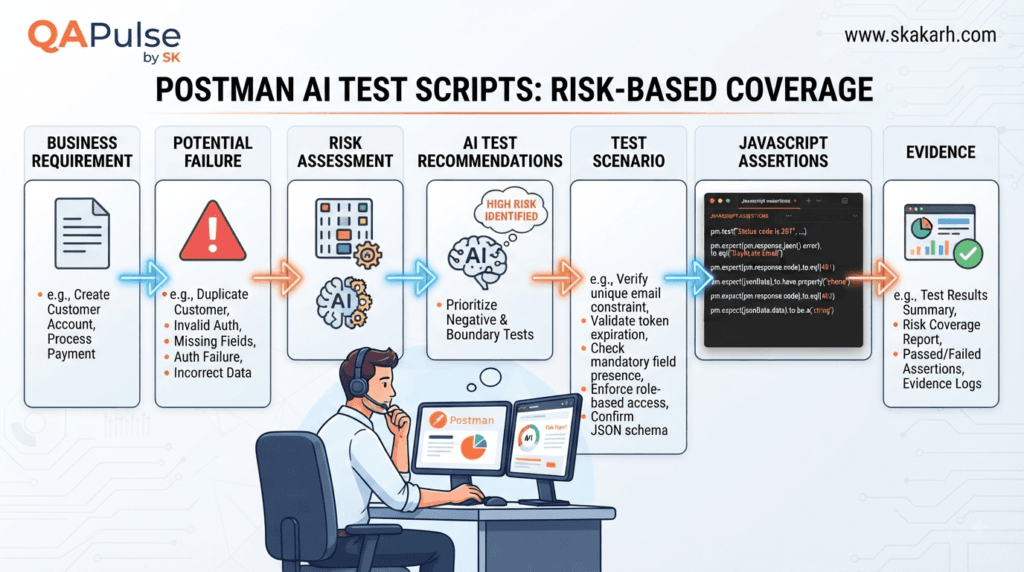 Postman AI Test Scripts: Generate Smarter JavaScript Assertions 7 Postman AI Test Scripts using risk-based API test coverage and JavaScript assertions