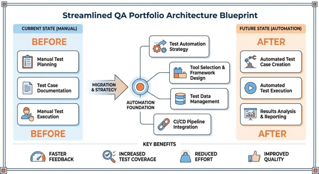 How to Create an Unbeatable QA Portfolio: 7 Best Steps QA Portfolio Architecture Blueprint from Manual to Automation