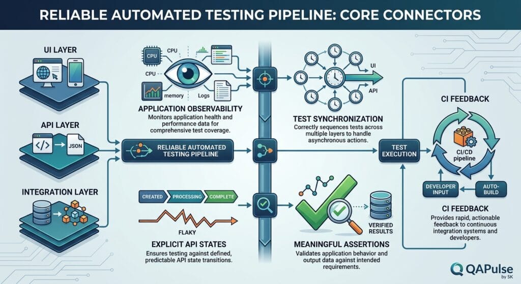 Stable Automated Tests: A Powerful Guide to UI, API & Integration 4 Reliable Automated Testing Pipeline Core Connectors