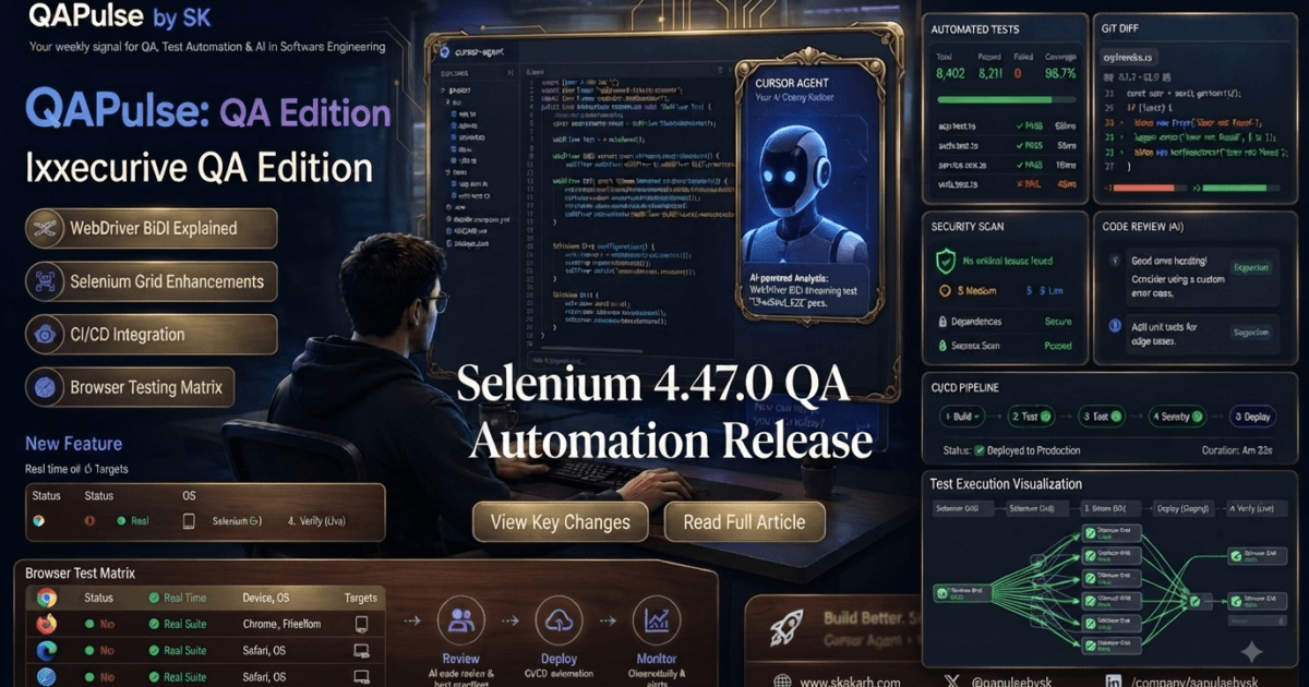 Selenium 4.47.0 Released: New Features WebDriver BiDi for Modern Test Automation