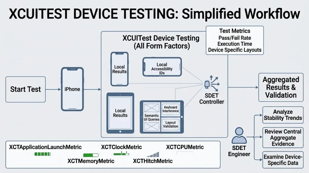 XCUITest Device Testing: Testing iPhone and iPad Screen Sizes with Confidence XCUITEST Device Testing: Simplified Workflow