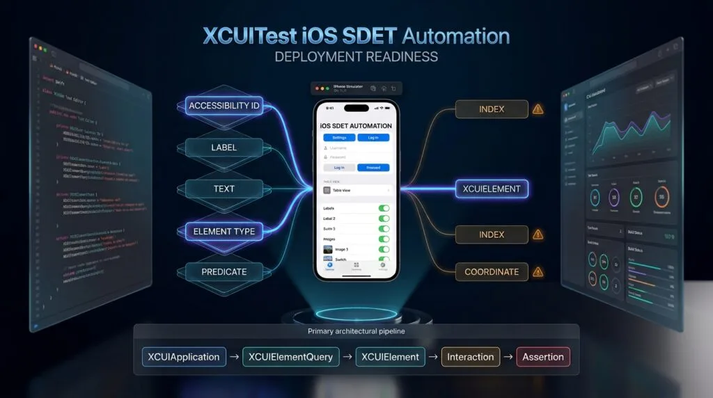 XCUITest Locators: IDs, Labels, Text and Element Queries XCUITest iOS SDET Automation - Deployment Readiness