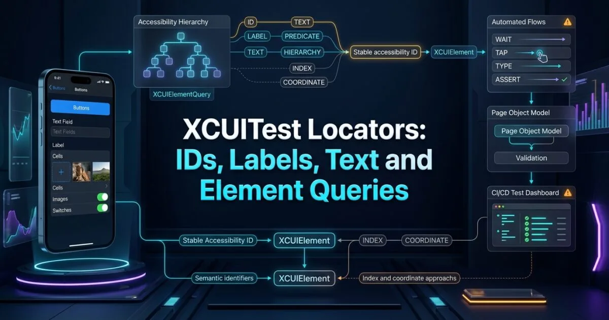 XCUITest Locators: IDs, Labels, Text and Element Queries XCUITest Locators: IDs, Labels, Text and Element Queries