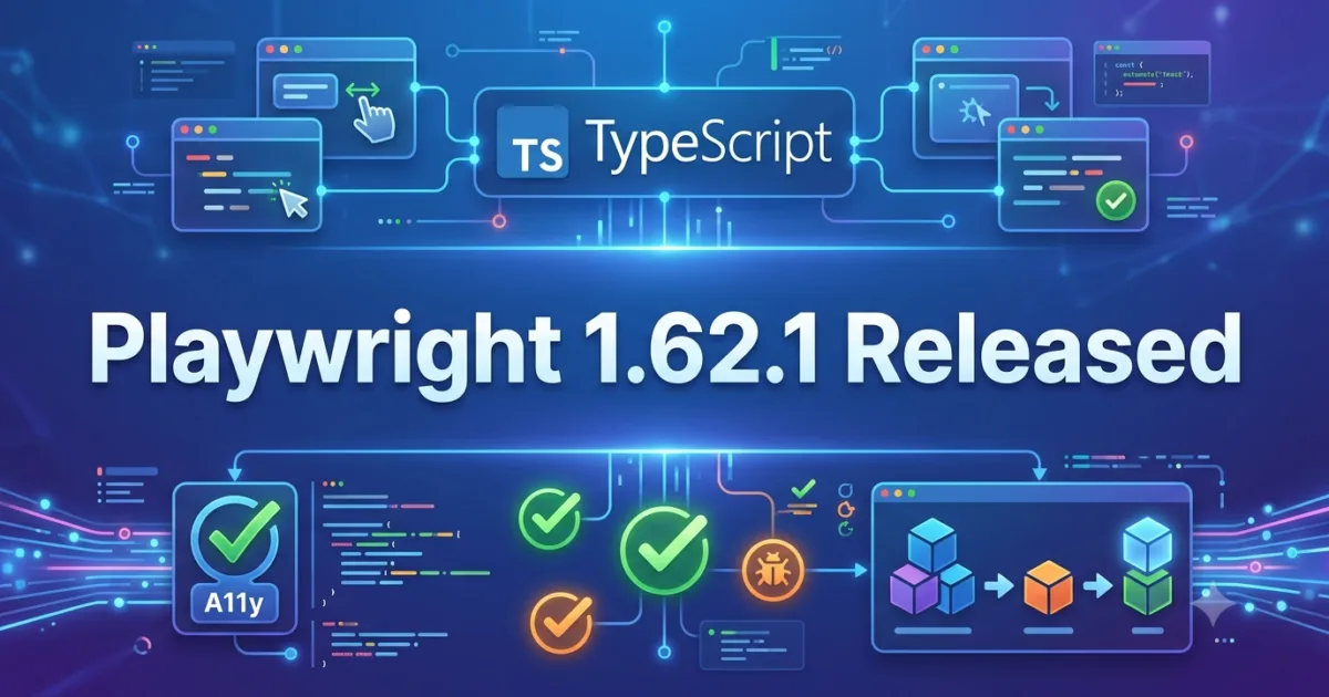 Playwright 1.62.1 Fixes Critical TypeScript and Accessibility Regressions for Test Automation Teams Playwright 1.62.1 Fixes Critical TypeScript and Accessibility Regressions for Test Automation Teams